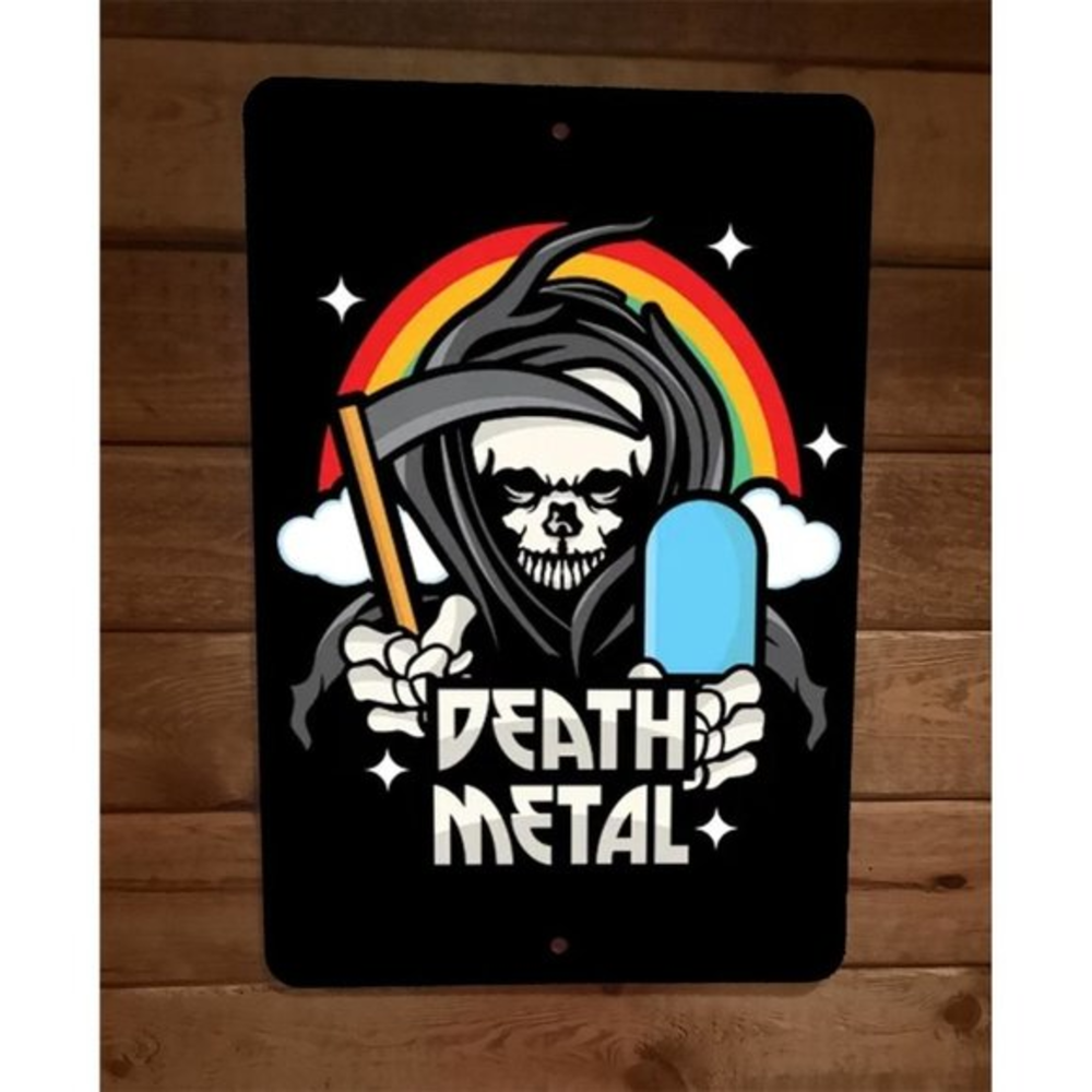 Death Metal Grim Reaper Rainbow 8x12‎ Metal Wall Sign Poster